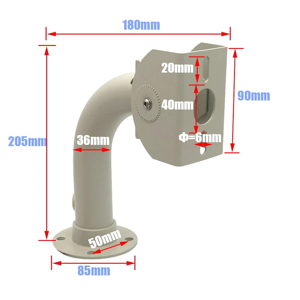 Surveillance Wall Mounted Steel Bracket, Outdoor Large Camera Case L Supporting Stand, Elbow Tube 205mm For CCTV Camera