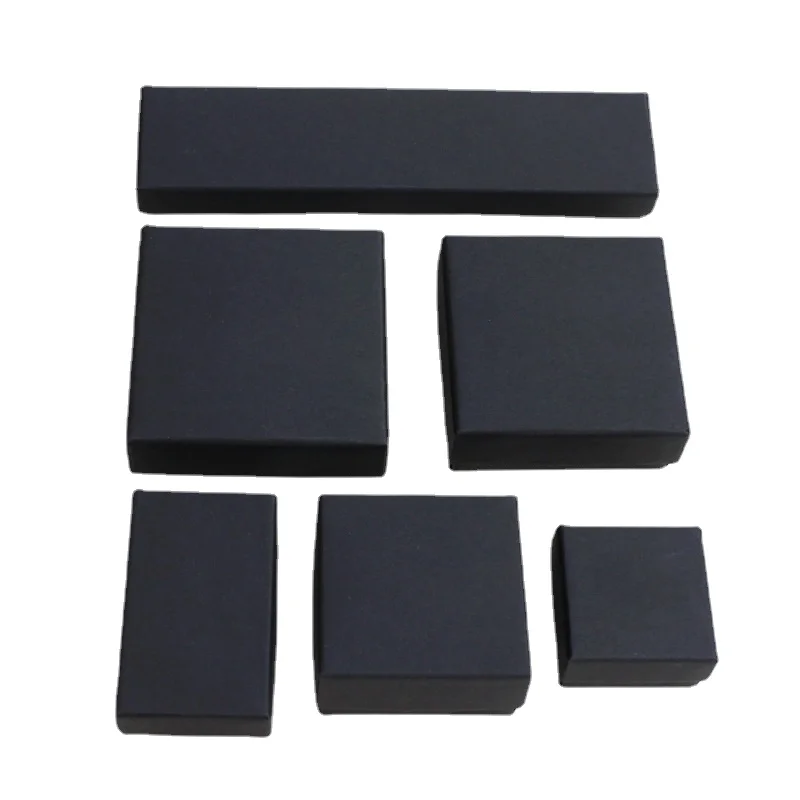 Quadratische, rechteckige Schmuck-Organizer-Box in verschiedenen Größen, Verlobungsring für Ohrringe, Halsketten, Armbänder, Geschenkbox, schwarze Papierbox – Detail 1