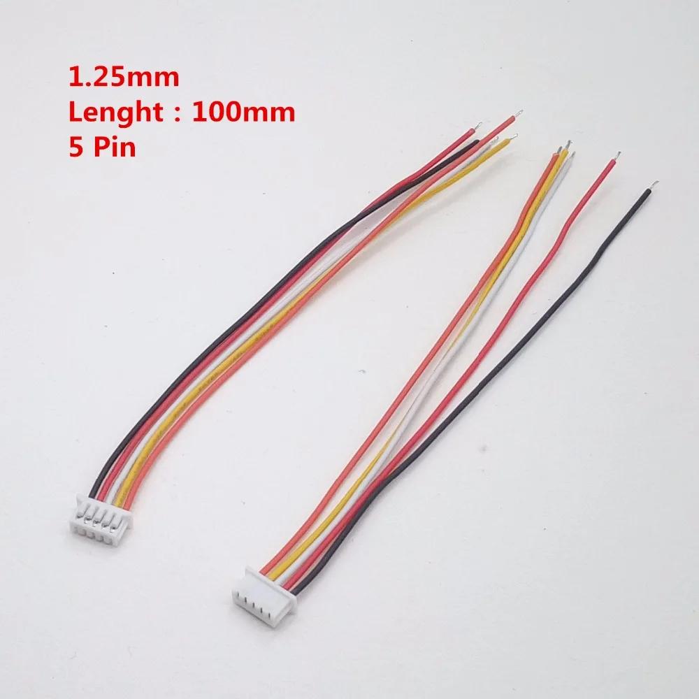 100Pcs/Lot 1.25 Wire Cable Connector JST 2/3/4/5/6/7/8/9/10Pin Electronic Line Single Head Connect Terminal Plug 28AWG 10cm Diy