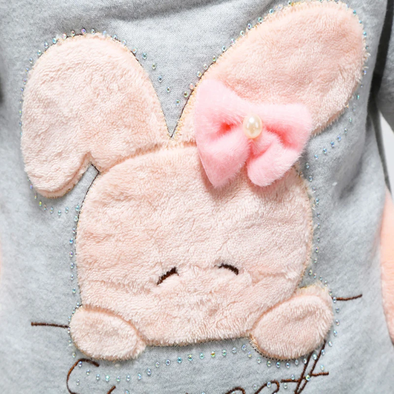 Children Clothing Cartoon Rabbit Fleece Outerwear Girl Fashion Wear Hooded Jacket Winter Coat Infantil Cotton Hoodie2-6Years