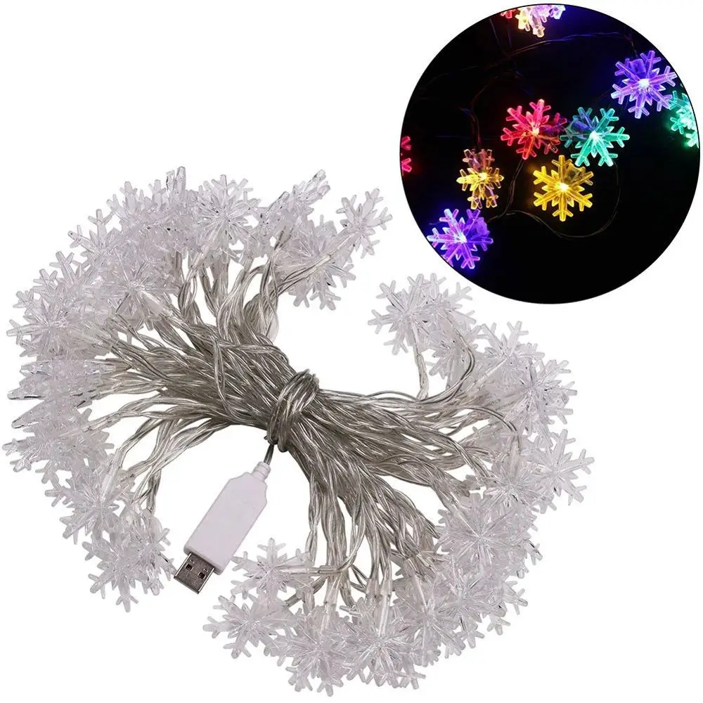 LED Snowflake String Lights Snow Fairy Decoration for Christmas New Year Valentine\'s day USB 5V Safe Low Voltage string light