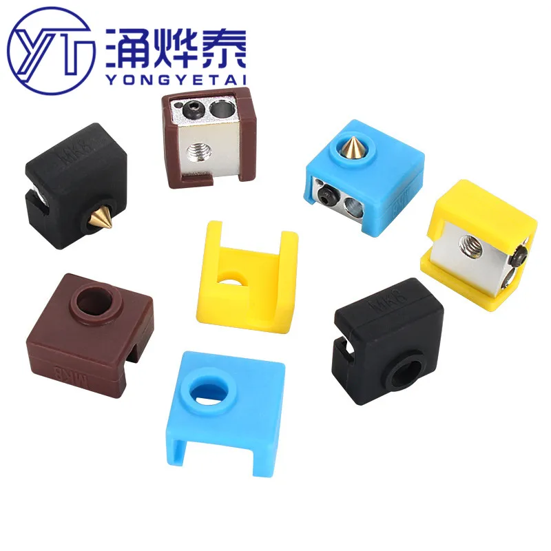 

YYT 10PCS MK7 MK8 MK9 Heating aluminum block silicone sleeve, high temperature resistance up to 220 ℃, blue yellow brown black