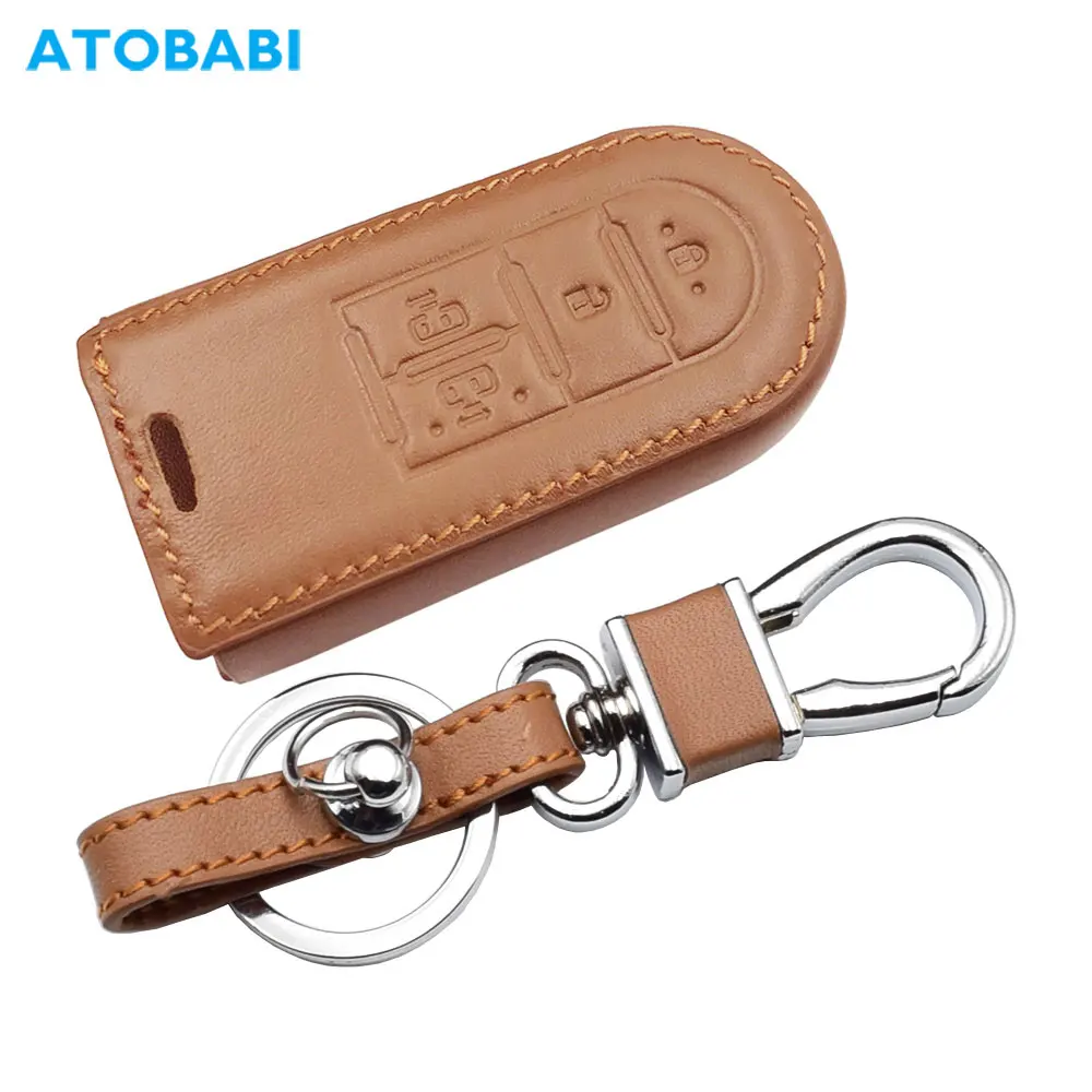ATOBABI-Funda de cuero para llave de coche, cubierta de Control remoto inteligente para Daihatsu Tanto Wake, Thor, Toyota Tank, espacioso Pixis Mega Subaru