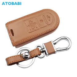 ATOBABI Leather Car Key Case For Daihatsu Tanto Wake Thor Toyota Tank Roomy Pixis Mega Subaru Chiffon Smart Remote Control Cover