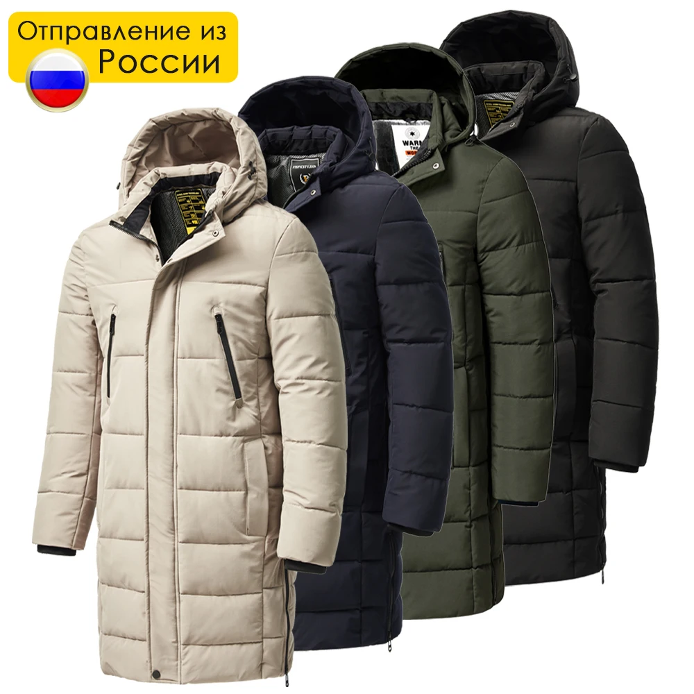 Parkas largas y cálidas para hombre, chaqueta gruesa con capucha, prendas de vestir clásicas, a prueba de viento, con bolsillo, para otoño e