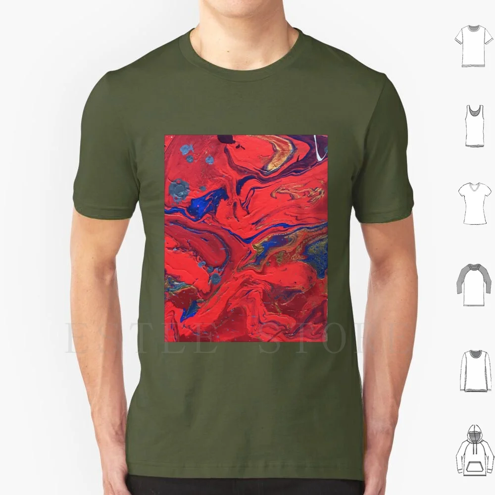 Red Marble T Shirt Cotton Men DIY Print Abstract Art Abstract Marble Red Blue Gold Red Marble Gold Marble Blue Marble Paint