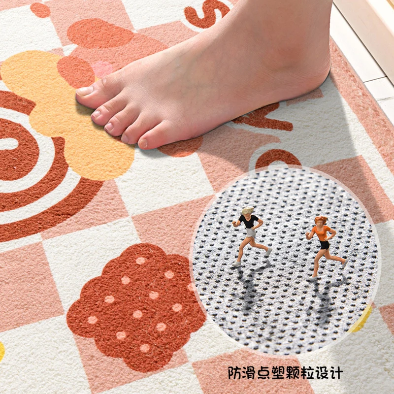 Cartoon Animals Plants Chess Board Soft Mats Rugs Home Entrance Carpet Bedroom Toilet Bathroom Door Absorbent Non-Slip Foot Pad