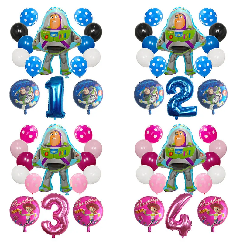 14pcs/lot Cartoon Toy Woody Captain Buzz Lightyear Foil Balloons Superhero Story Latex Air Globos Kids Birthday Party Decoration