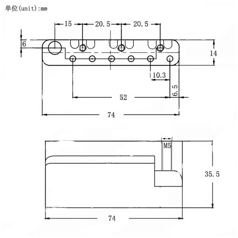 1 Stück 6-Saiten-Sattel-Tremolo-Brückenbasis für E-Gitarren-Zubehörteile Musikinstrument – Detail 11