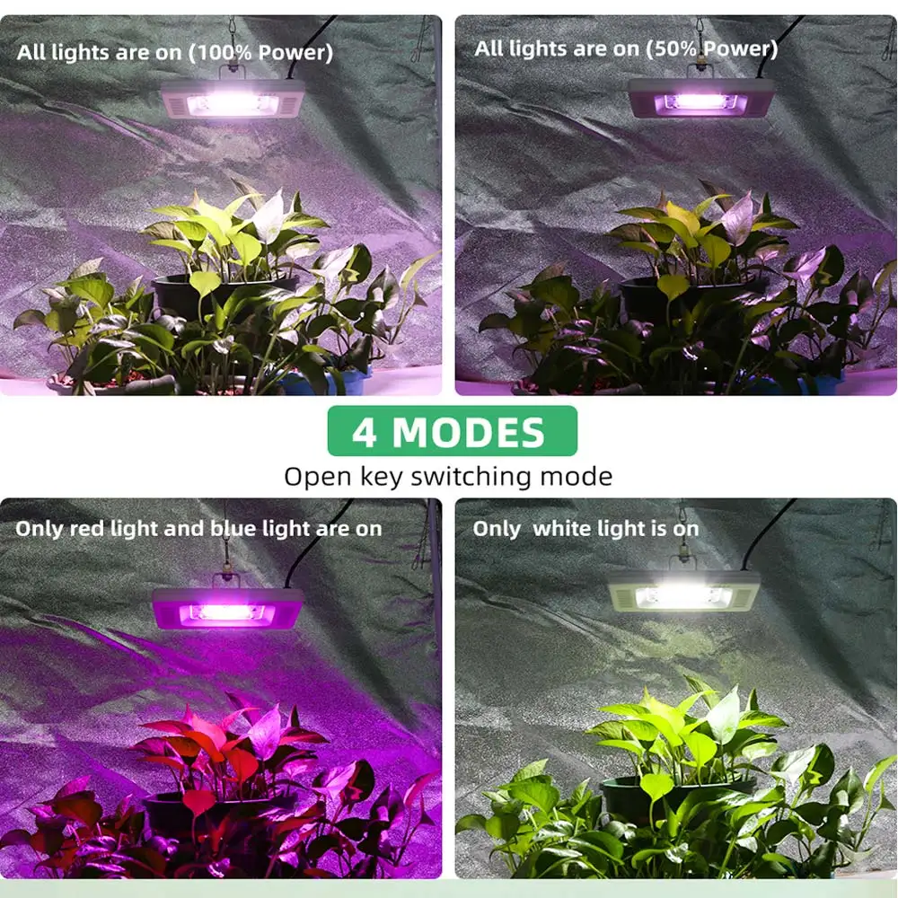 Imagem -06 - Estufa para Cultivo Interno com Clipe de Mesa Espectro Completo Modos 50w 56leds à Prova Dágua Lâmpada para Cultivo de Plantas Flores Estufa