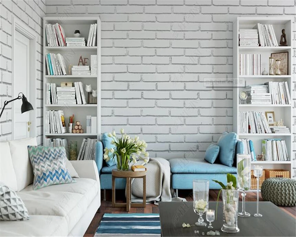 

Beibehang Custom wallpaper white brick wall background wall home decoration living room bedroom full brick pattern 3d wallpaper