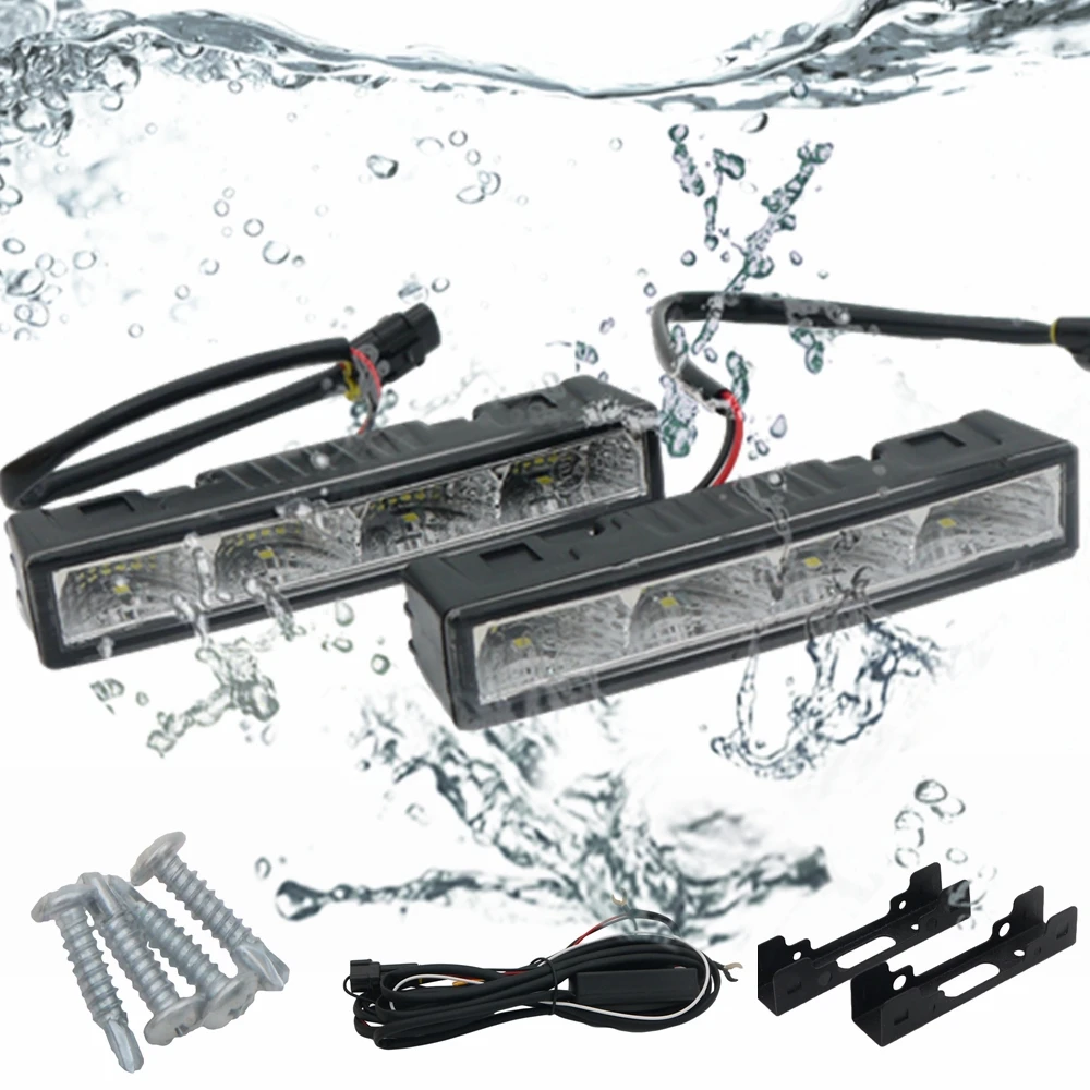 12V-24V 8W 12.5cm Car 4LED DRL Fog Lamp Vehicle Daytime Running Light IP67 waterproof E4 Accessories 6000K Auto