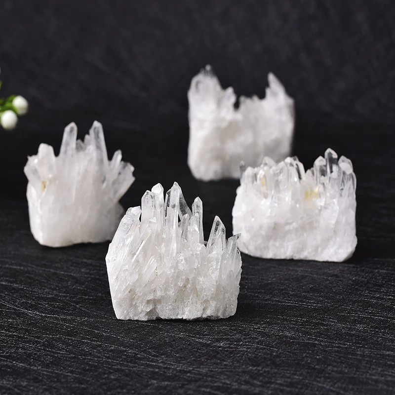 1PC Natural White Crystal Cluster Quartz Crystal Health Healing Reiki Stones Crystal Point Specimen Home Decoration Raw Crystals