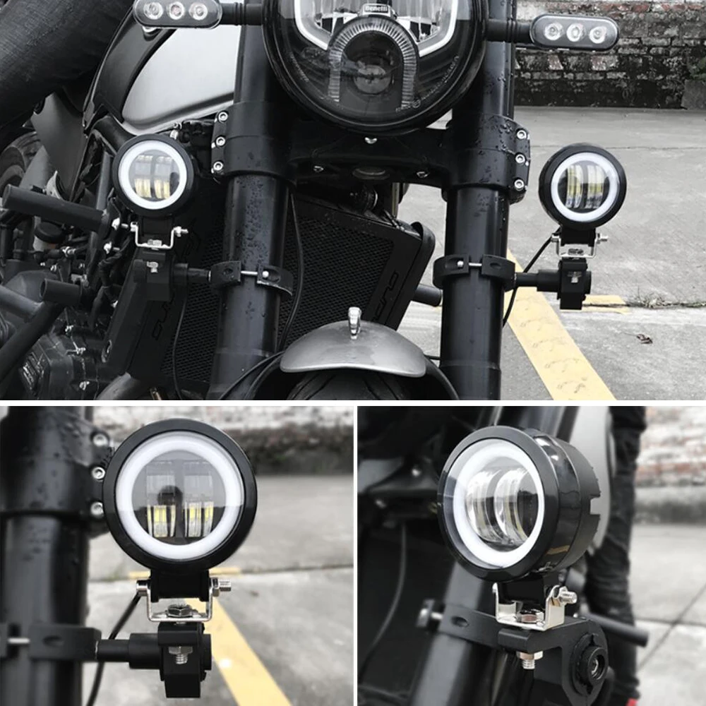 Barra de luz LED de trabajo de ojo de Ángel para motocicleta, faro antiniebla de conducción, 3 pulgadas, 20W, 12V, 24V, coche todoterreno, barco,