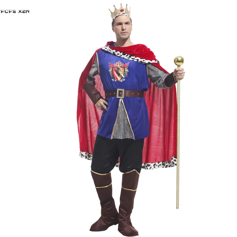 S-M Man King Cosplay Adult Halloween Medieval Costumes Purim Carnival Parade Masquerade Stage Show Nightclub Bar Role Play Dress