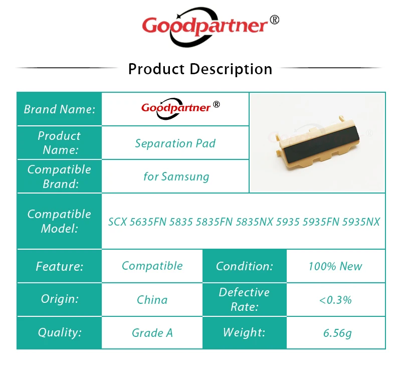 10X JC97-03249A 019N00947 Cassette Separation Pad for Samsung SCX 5635 5835 5935 ML 5050 5050ND for Xerox Phaser 3600 3635 3550