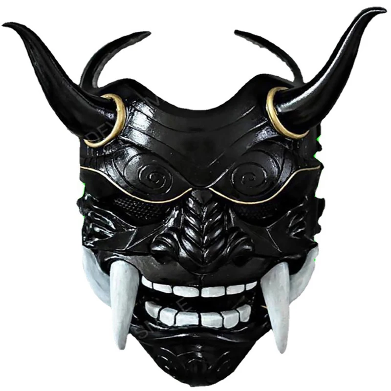 Fantasma giapponese Hannya Halloween Masquerade Cospaly Mask Prajna Half Face Masks Samurai Hannya Horror Skull Party Mask per adulti