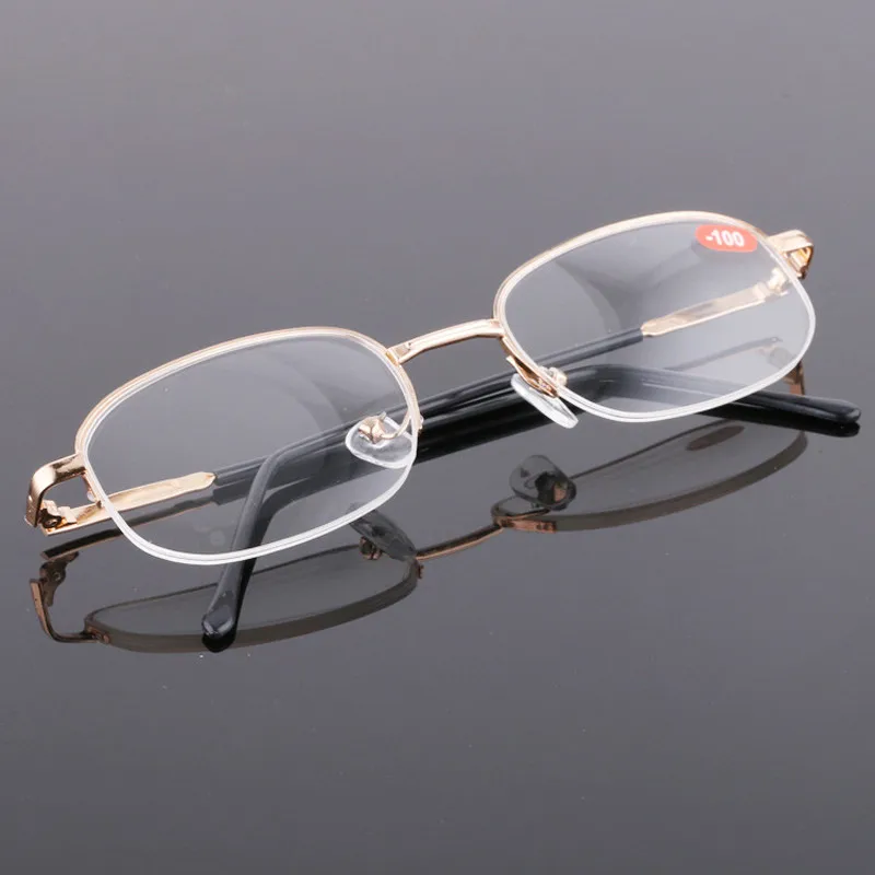 Elbru Rimless Myopia Glasses Men&Women Luxury Gold Frame Lens Shortsighted Eyeglasses Minus Eyewear Diopter -1.0-1.5-2.0 to-6.0