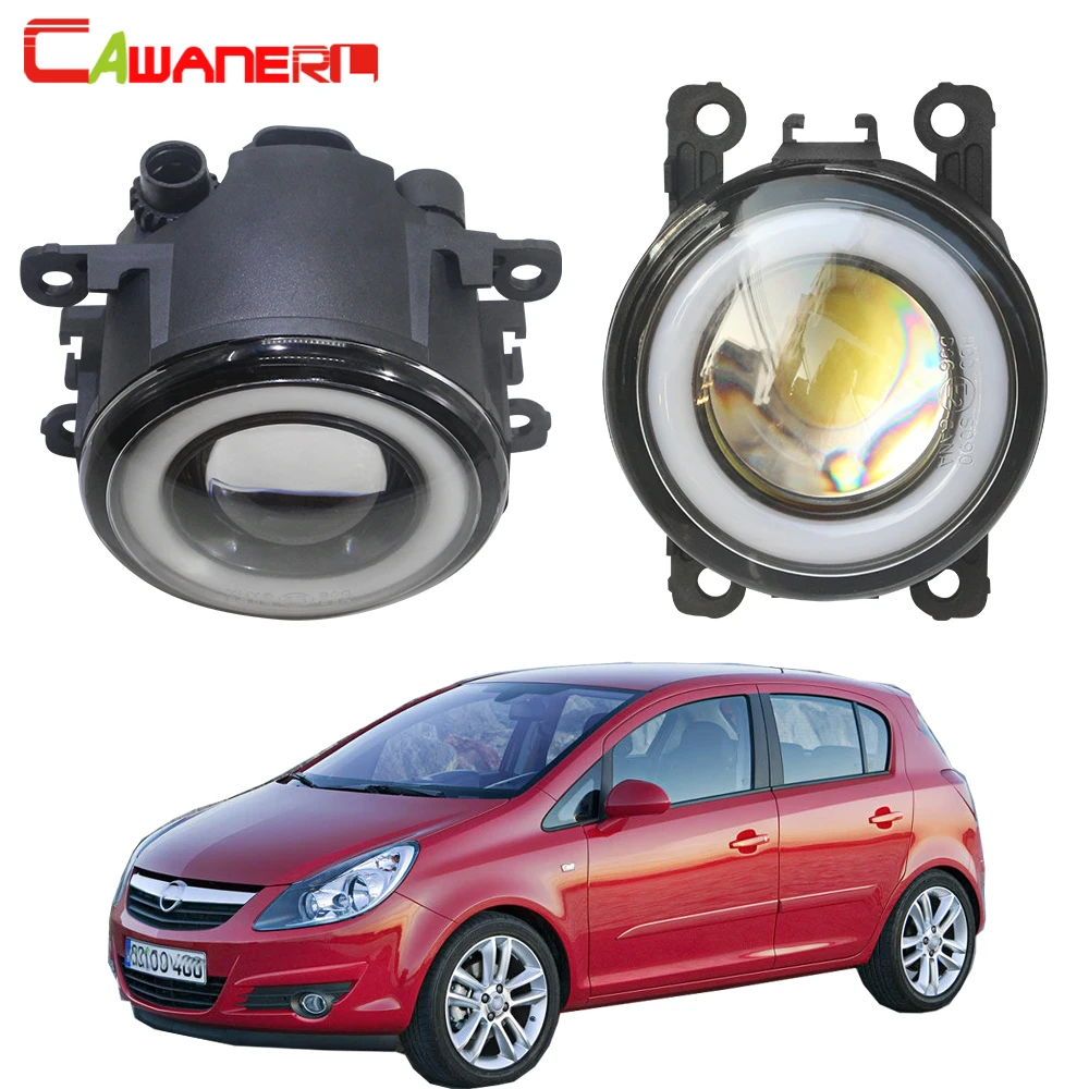 Cawanerl For Opel Corsa D Hatchback 2007-2015 Car H11 3000LM LED Fog Light COB Angel Eye Daytime Running Light 12V