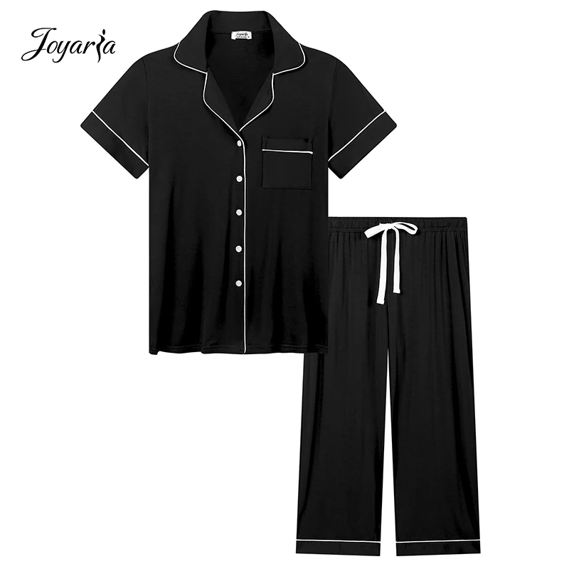 Joyaria 대나무 잠옷 세트, 여성 잠옷 세트, 봄 여름 가을 홈웨어, 냉각 Pj 세트