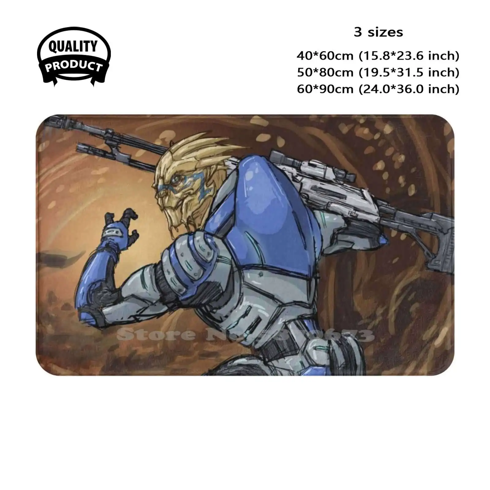 Suicide Mission Soft Cushion Home Carpet Door Mat Car Rug Mass Effect Trilogy Garrus Vakarian Collectors Sniper Bioware Fan Art