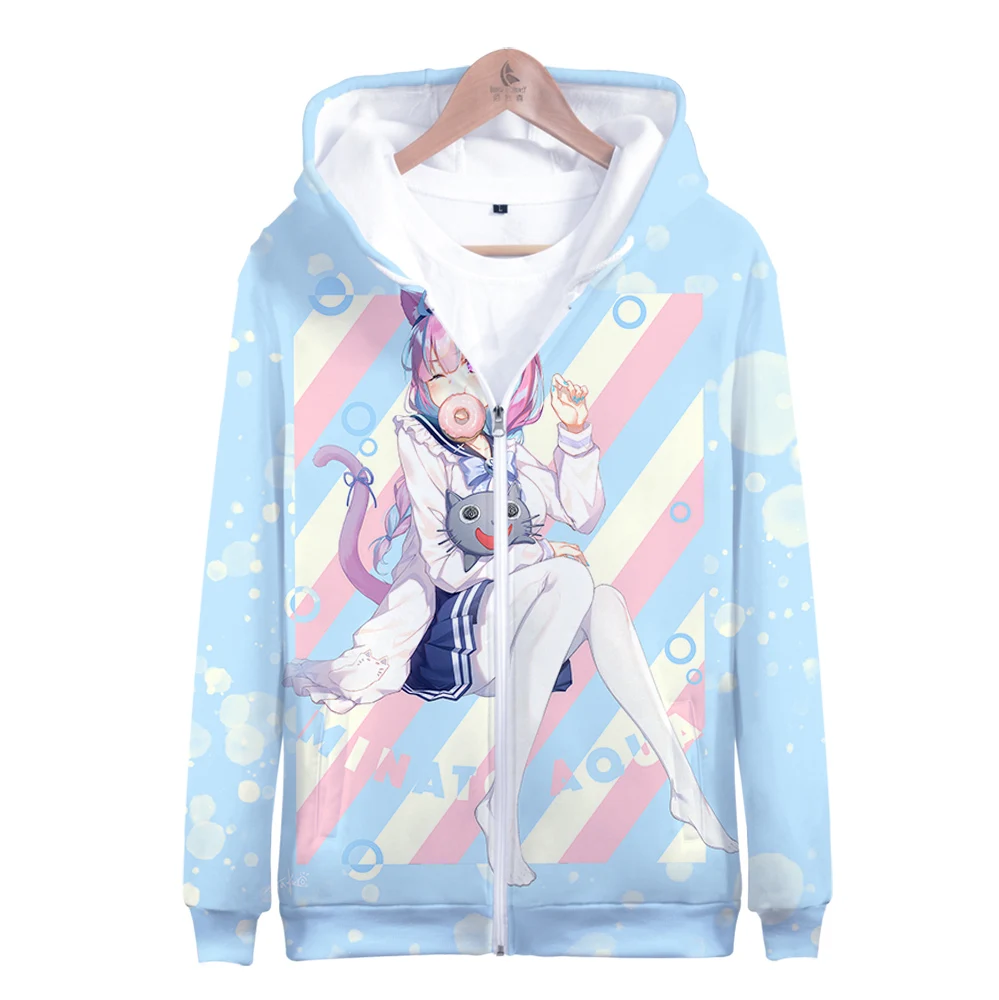 HOLOLIVE VTuber minato aqua 3D printing autumn and winter  Holiday passionate style Men/Women casual Kawaii Zip hooded hoodie