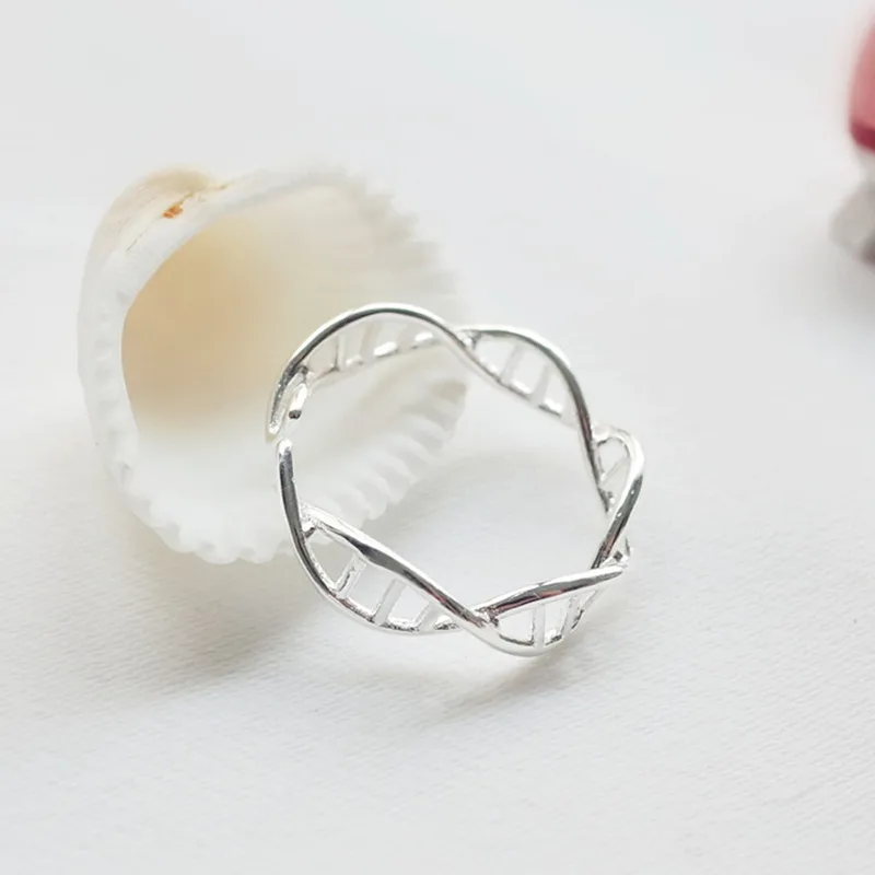 Creative DNA Double Helix Twist Adjustable Ring for Women Girl