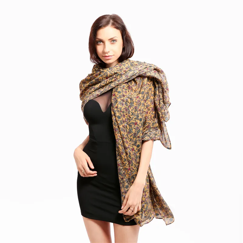 Brown floral pattern Scarf summer,spring wear for Women Scarf Design Soft Quality Large Wrap