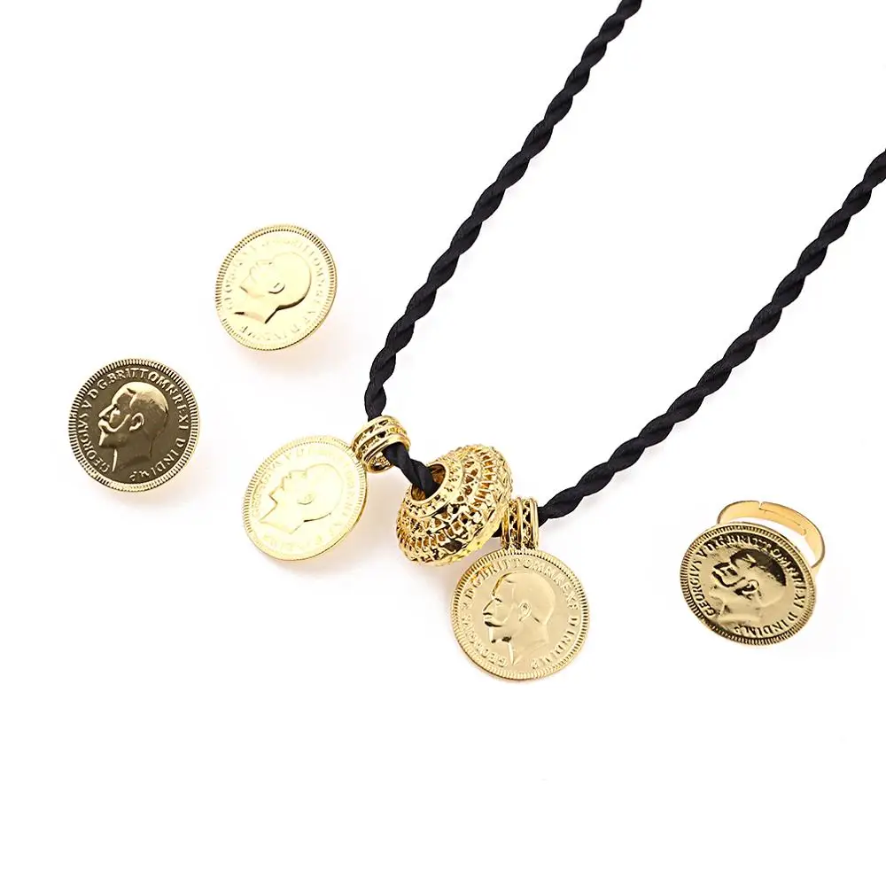 Ethiopian Gold Color Coin Jewelry Set Women Men Africa Coin Eritrea Habesha Jewelry