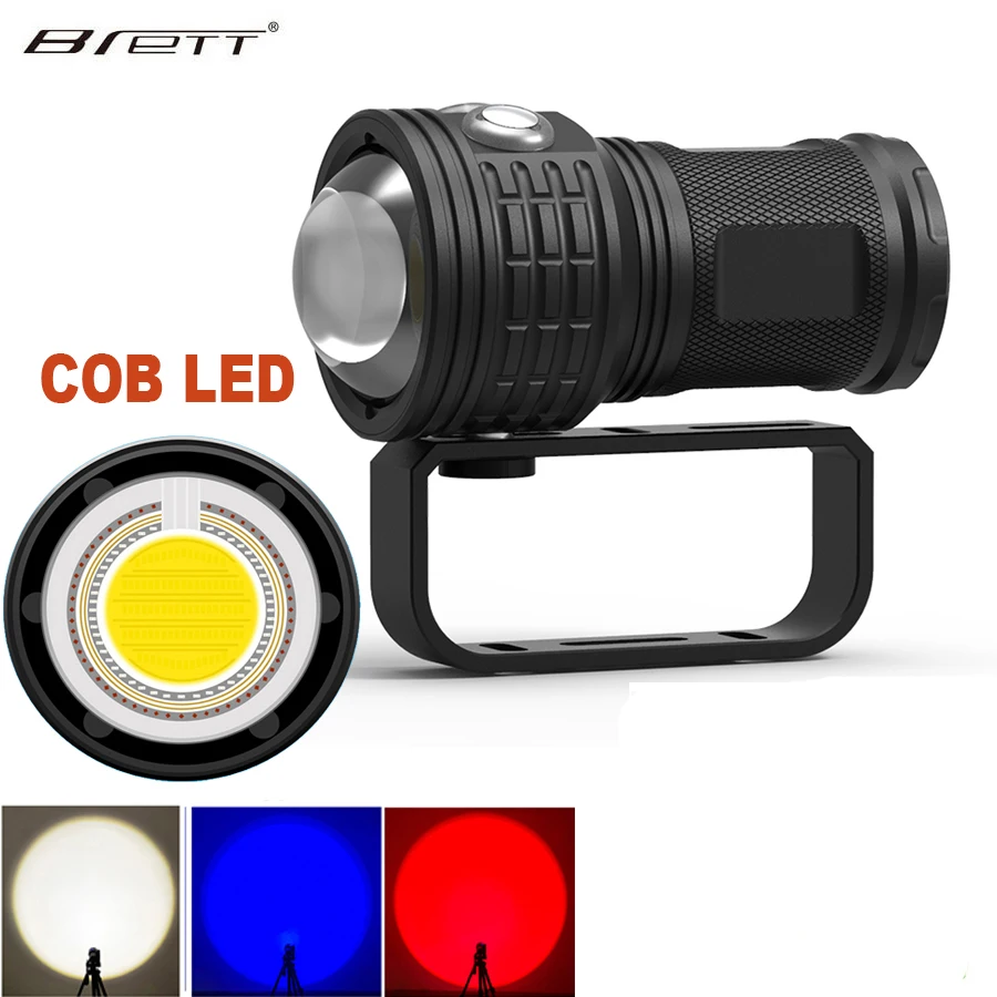 New Diving Flashlight 11000lumens COB LED Light Underwater Lighting Tactical Diving Torch 80M Waterproof Camera Video Light