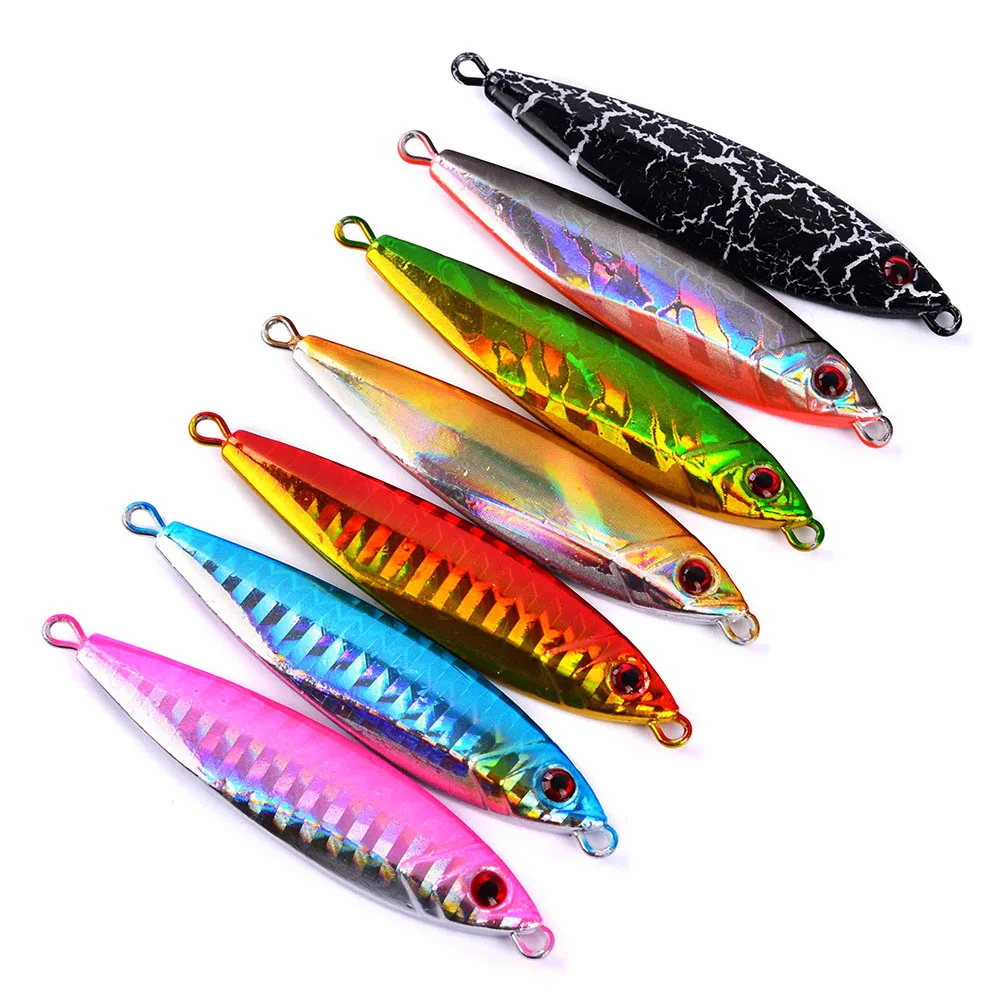 7pcs 14g 21g 30g Sinking Slow jig Shake Metal Jigging Spoon lure Iron Plate Deep Sea Fishing Jig baits for tuna Grouper fishing