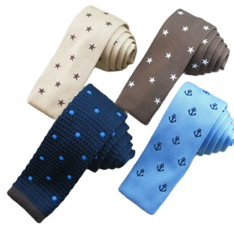 

(1 pieces/lot)new pattern pentagram knitted tie Men's fashion special pattern design flat narrow tie free shipping