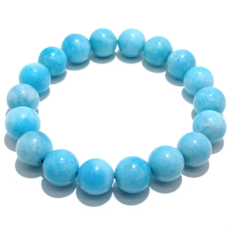 Genuine Mozambique Green Natural Amazonite Bracelet Women Men Stretch Crystal Round Bead Natural Stone Bracelet