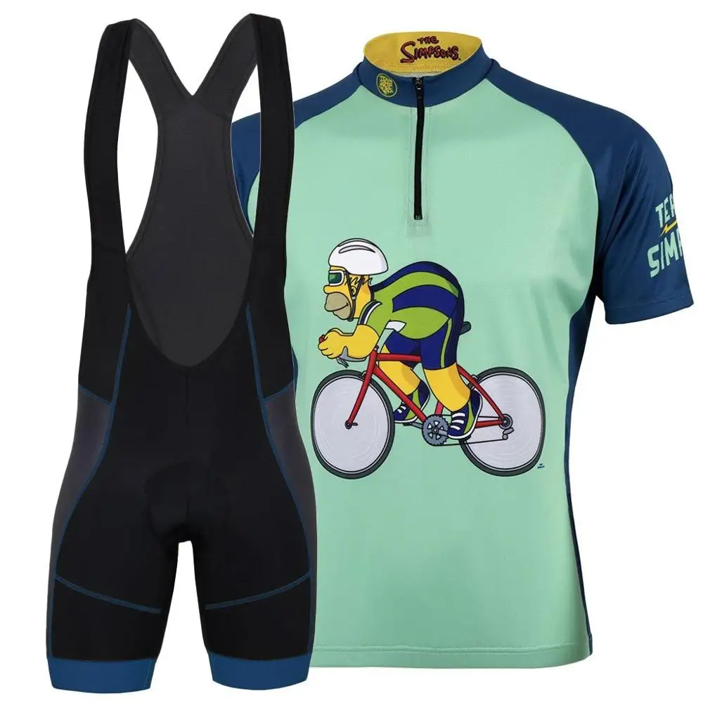 Team Sim family cycling jersey suit Retro cycle wear classic MTB road bike riding clothing Short sleeved jersey and bib shorts