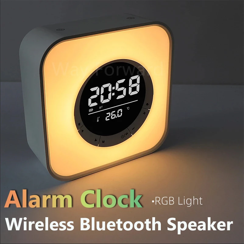 

Спальня RGB светильник будильник Беспроводной Bluetooth Динамик сабвуфер резонирующей коробки с настольная лампа FM USB TF caixa de сом музыкальный плеер