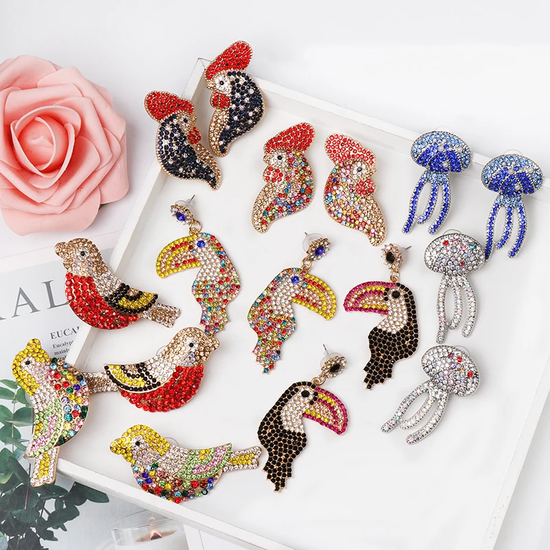 Fashion Crystal Earrings For Women Multi Statement Stud Earrings Wedding Party Jewelry Accessories New Arrival 2022 Trend