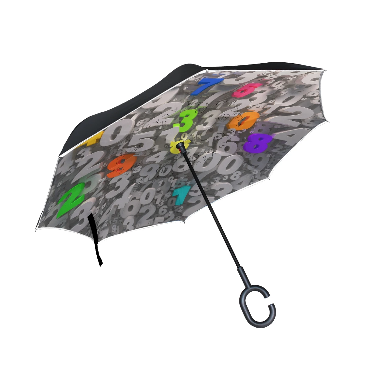 

Creative Arabic Numerals Design Reverse Umbrella Windproof Double Layer Inverted Umbrella Self Stand Car Umbrella Rain Women