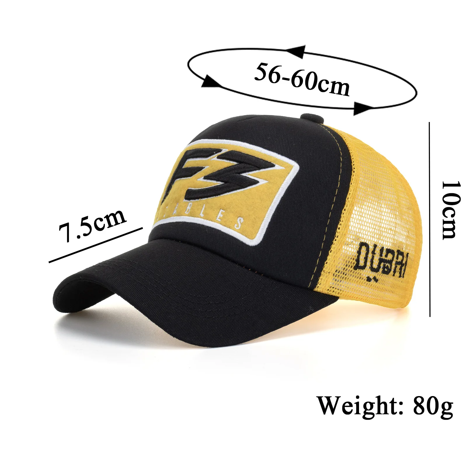 FS Yellow 5 Panel Mesh Caps 3D Letter Trucker Hat Summer Baseball Cap For Men Outdoor Breathable Women Hat Casquette Homme 2024