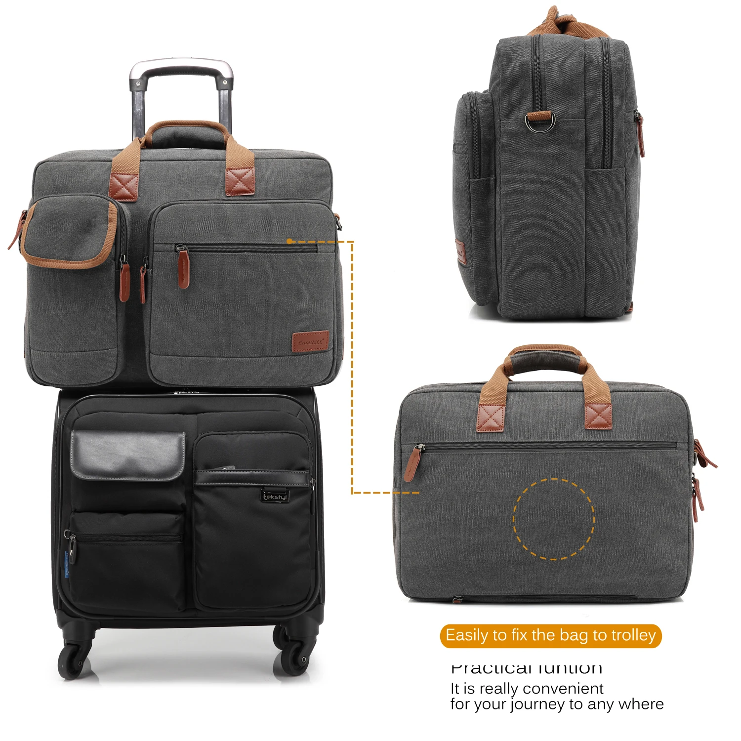 CoolBELL 15.6/17.3 Inch Laptop Bag Canvas/Nylon Briefcase Protective Messenger Bag Shoulder Bag Multi-functional Business Bag