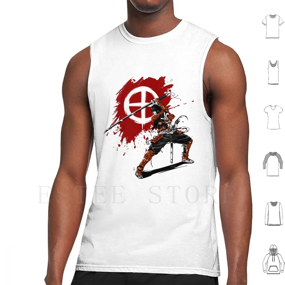 Toyohisa Shimazu Tank Tops Vest Cotton Toyohisa Shimazu Drifters Katana Red Blood Anime Manga