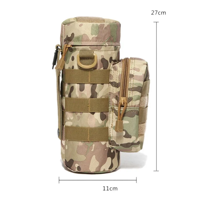 Outdoor Water Bottle Pouch Military Tactical Molle Kettle Case Waist Bag Multifunction Pockets EDC Gear Camping Hiking Riding