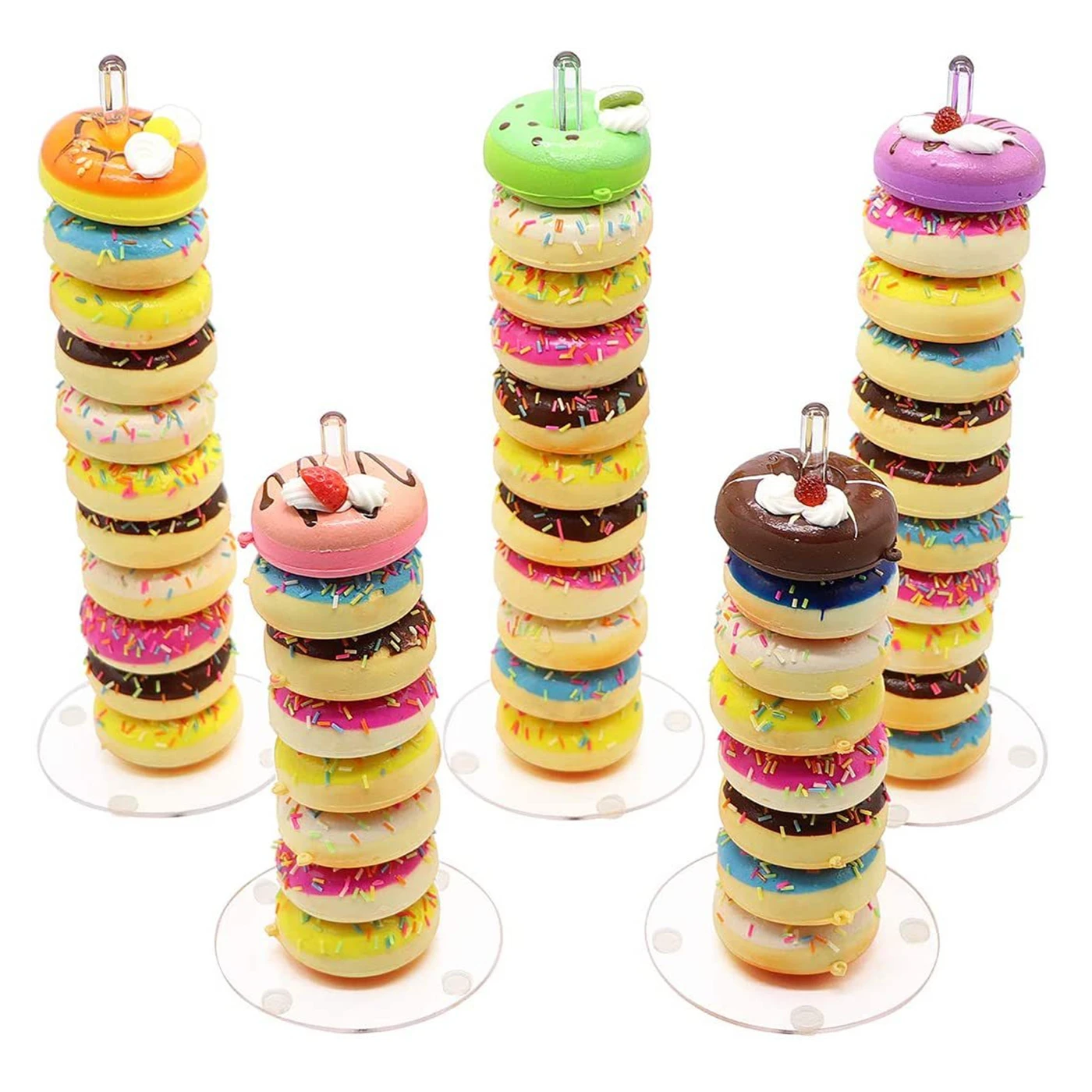 

Acrylic Donut Display Stand Round DIY Doughnut Holder Dessert Rack Stand for Wedding Birthday Treat Party Supplies Decoration