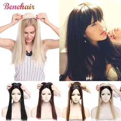 BENEHAIR Clip in Haar Topper Lange Gerade Clip Verlängerung Haar Synthetische Haar Toupet Haarteil Für Frauen Gefälschte Haar Mit Pony