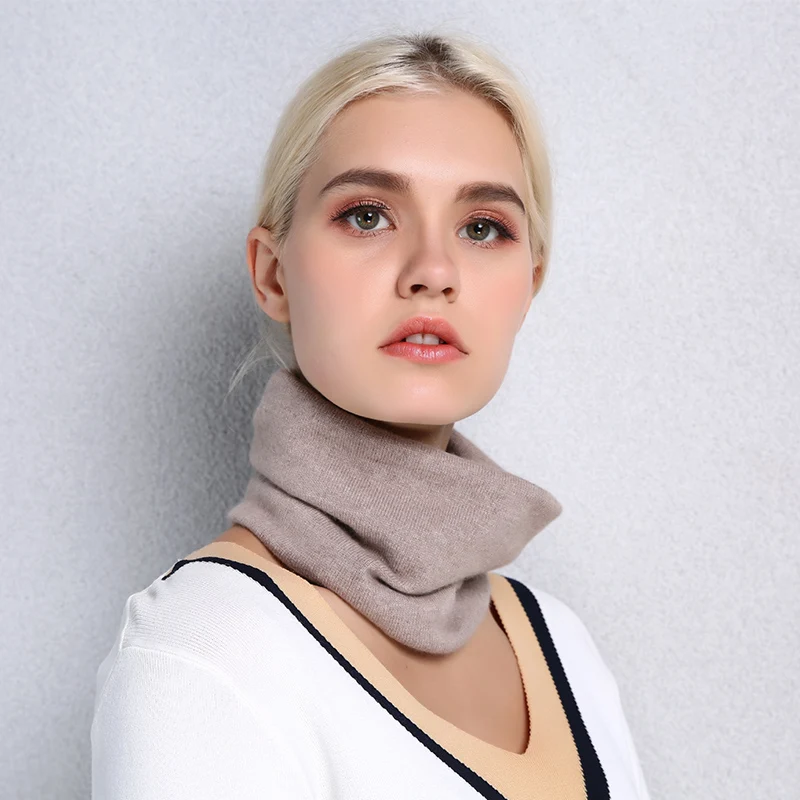 Sparsil Women Winter Mink Cashmere Ring Scarves Neck Cover Wraps Soft Warmer Single Loop Wool Collar Female Solid Color Scarf