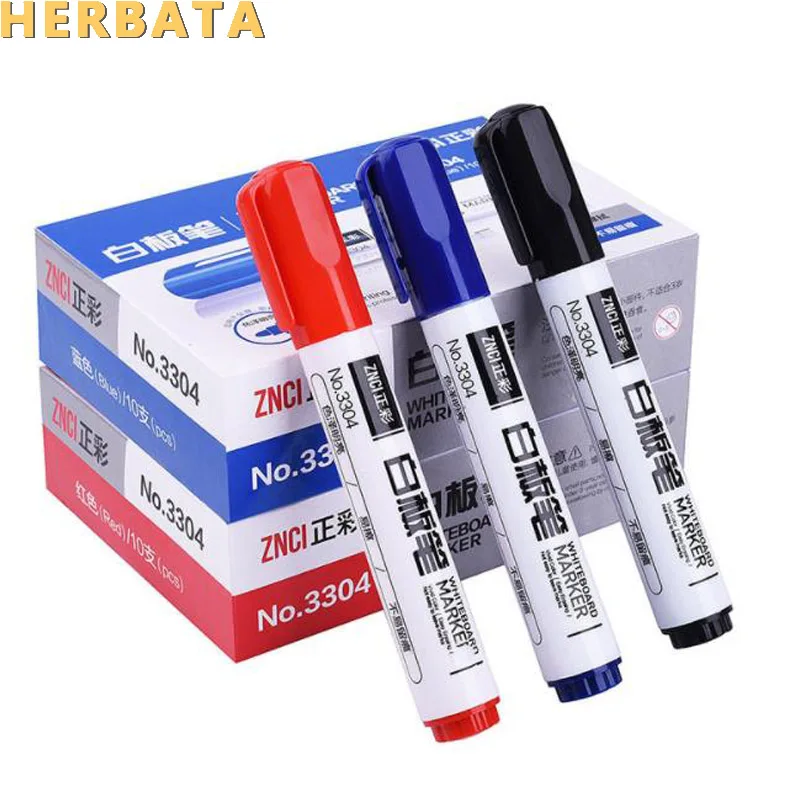 1 Stks/pak Tweekoppige Note Pen Whiteboard Pen Uitwisbare Schrijven Whiteboard Marker Speciale Pen Rood Blauw Zwart Water-gebaseerd Pen