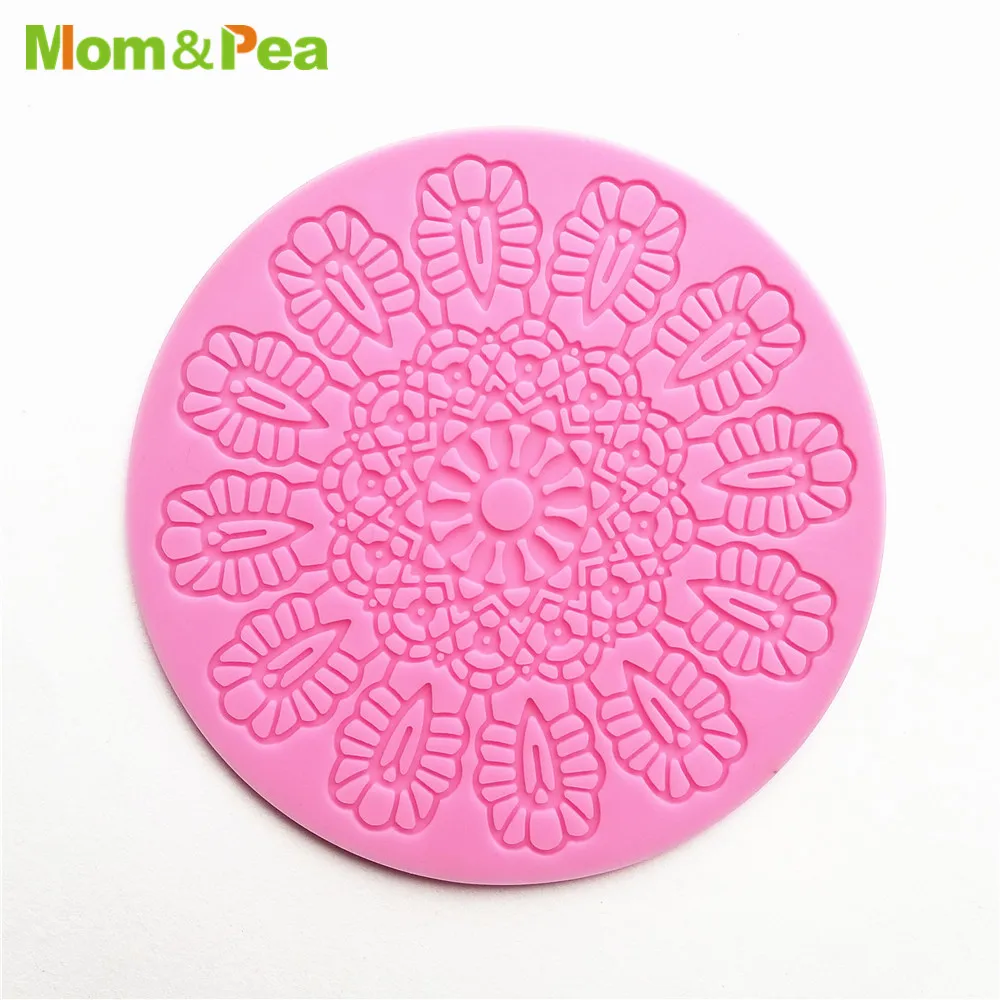 KCL538 Round Lace Pad Silicone Mold Sugar Paste Fondant Cake Decoration 3D Mould