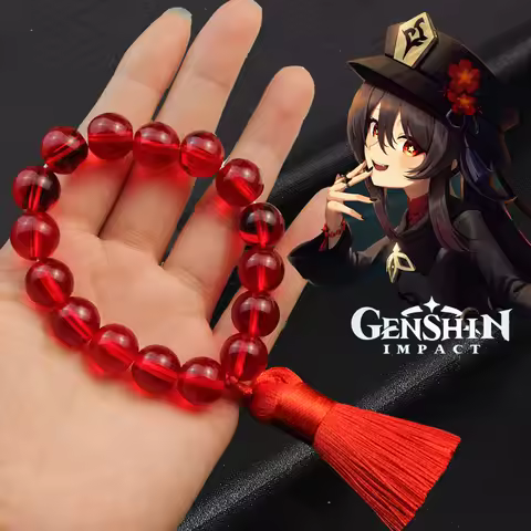 Anime Genshin Impact Bracelets Hu Tao Cosplay Bangles For Women Men Red Beads Bangle Halloween Decor Props Girl Jewelry Gifts