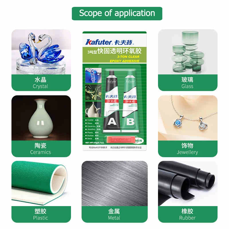 Kafute Transparent Fast Drying Epoxy Resin AB Glue All Purpose Adhesive Super Glue For Glass Metal Ceramic Hardware
