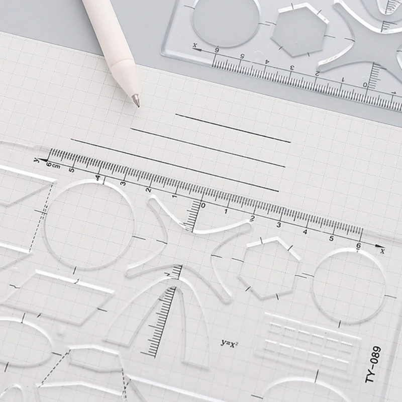 1 Pc Multifunctionele Math Sjabloon Heerser Vormige Holle Geometrische Functie Tekening Heerser Voor Tekeningen Sjablonen Dropship