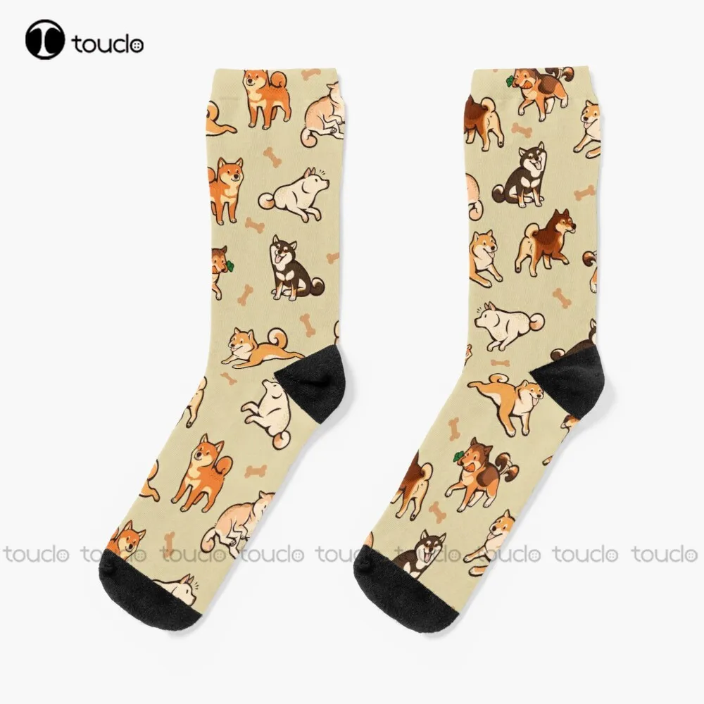 

Носки Shibes In Cream с изображением собаки Шиба-ину, женские спортивные носки, подарок на Рождество, Новый Год, День благодарения, 360 °, цифровая печать